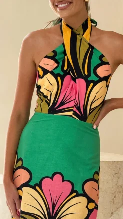 Portugal Twist Halter Mini Dress - Apple