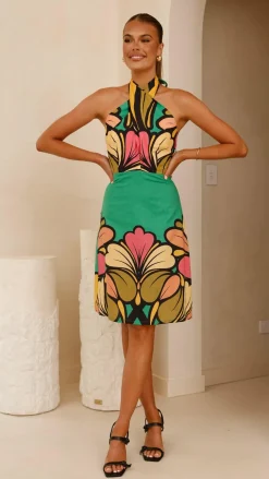 Portugal Twist Halter Mini Dress - Apple