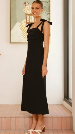Rayana Tie Maxi Dress - Black