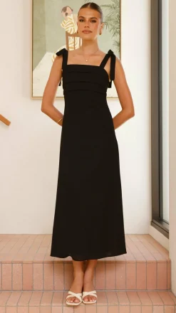 Rayana Tie Maxi Dress - Black
