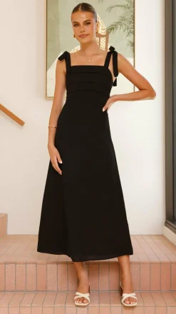 Rayana Tie Maxi Dress - Black