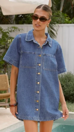 Rayna Denim Mini Dress - Dark Denim