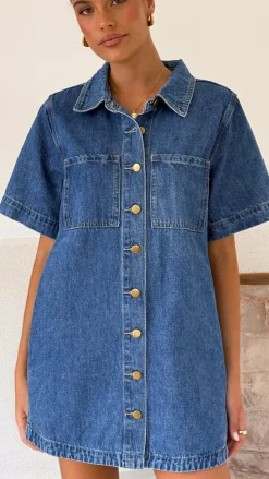 Rayna Denim Mini Dress - Dark Denim