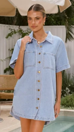 Rayna Denim Mini Dress - Light Denim