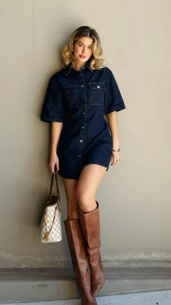 Raz Mini Dress - Dark Denim