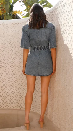 Raz Mini Dress - Mid Denim