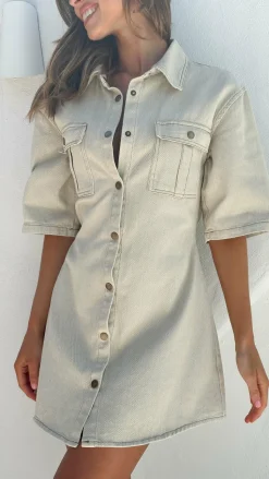 Raz Mini Dress - Oat Denim