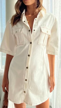 Raz Mini Dress - White Denim