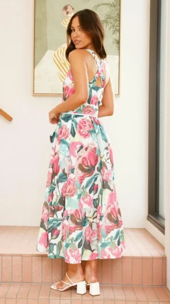 Reba Maxi Dress - Pink/Green Floral