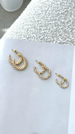 Reta Triple Pack Earrings - Gold