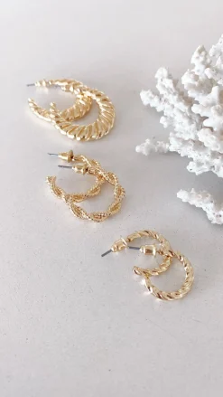 Reta Triple Pack Earrings - Gold