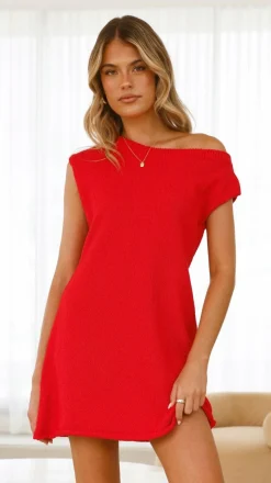 Robin Off Shoulder Mini Dress - Red