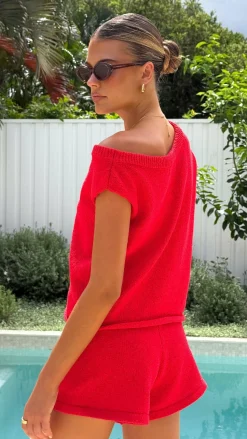 Robin Off Shoulder Top - Red