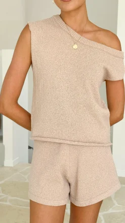 Robin Off Shoulder Top - Taupe