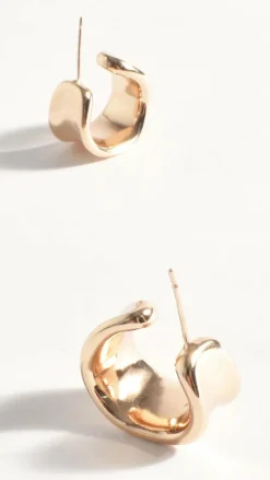 Rolled Edge Mini Wide Hoops - Gold