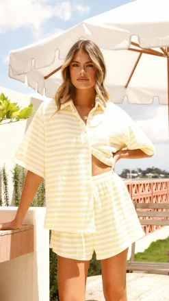 Romi Shirt and Shorts Set - Yellow Stripe
