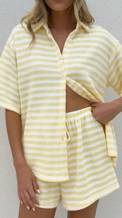 Romi Shirt and Shorts Set - Yellow Stripe