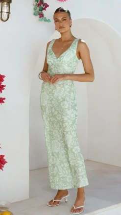 Rubie Maxi Dress - Lime Floral