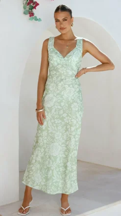 Rubie Maxi Dress - Lime Floral