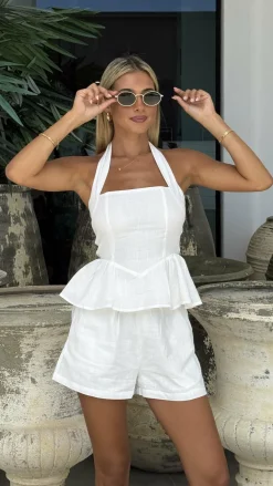 Rylie Halter Neck Top - White