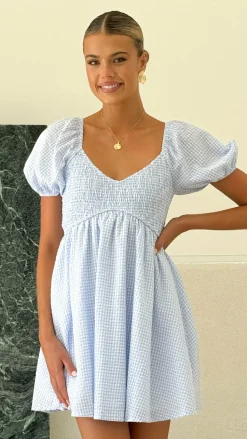 Sahirah Mini Dress - Blue / White Gingham