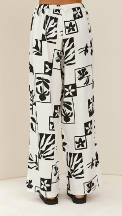 Samaya Pants - White/Black Print