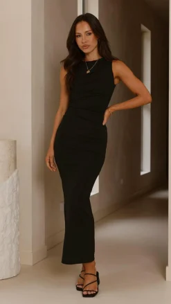 Sarsha Boatneck Maxi Dress - Black