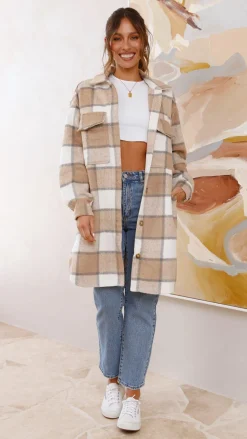 Saskia Jacket - Beige/Cream Check