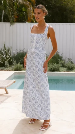 Saylor Maxi Skirt - Blue Floral