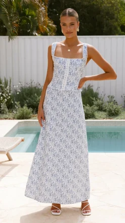 Saylor Maxi Skirt - Blue Floral