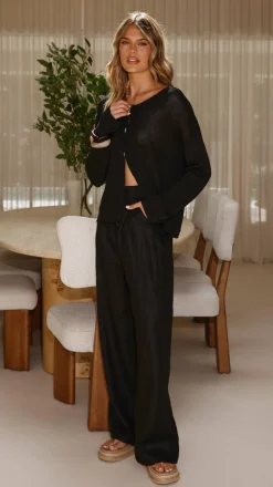 Selara Button Up Cardigan - Black