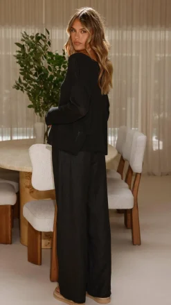 Selara Button Up Cardigan - Black