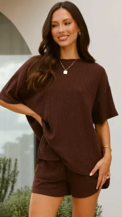 Selma Top and Shorts Set - Chocolate