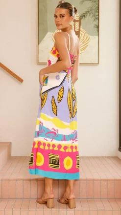 Shahar Maxi Dress - Pink Print