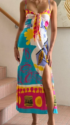 Shahar Maxi Dress - Pink Print