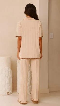 Shaylie Button Up Shirt - Beige