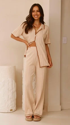 Shaylie Button Up Shirt - Beige