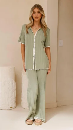 Shaylie Button Up Shirt - Sage