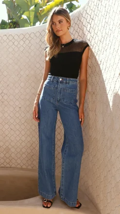 Sofia Sheer Stripe Knit Top - Black