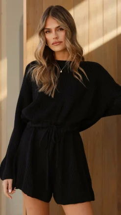 Sol Knit Playsuit - Black