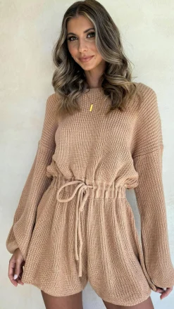 Sol Knit Playsuit - Camel