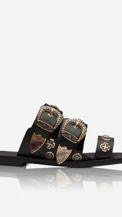 Sol Sana Eastwood Slide - Black/Gold