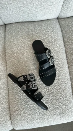 Sol Sana Eastwood Stud Slide - Black / Silver