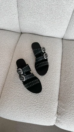 Sol Sana Eastwood Stud Slide - Black / Silver