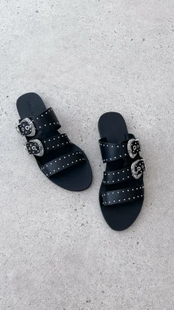 Sol Sana Eastwood Stud Slide - Black / Silver