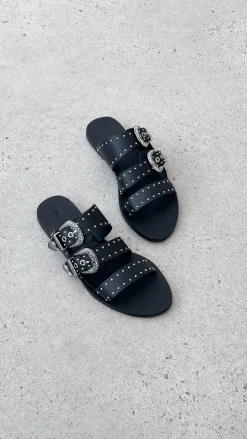 Sol Sana Eastwood Stud Slide - Black / Silver