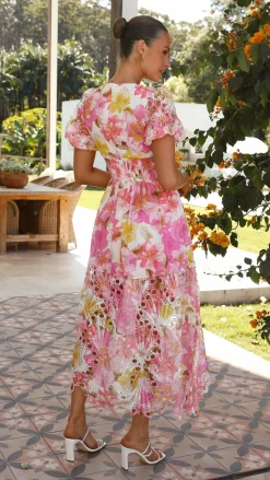 Solana Midi Dress - Pink Floral