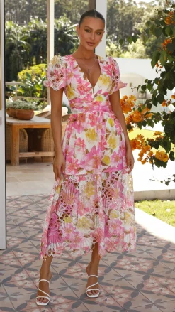 Solana Midi Dress - Pink Floral