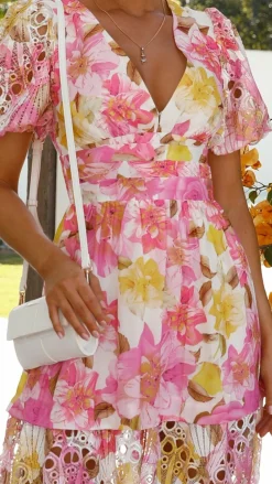 Solana Midi Dress - Pink Floral