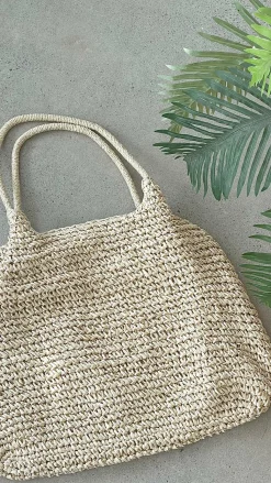 Solana Summer Tote Bag - Beige Straw